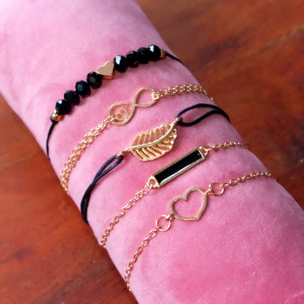 Armband Set gold-schwarz